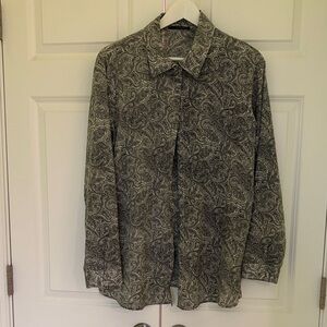 T Tahari Black and White Paisley Shirt